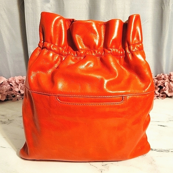 HOBO 'Prose' Orangish/Red Cinched Top Leather Crossbody & Shoulder Purse - Picture 6 of 11